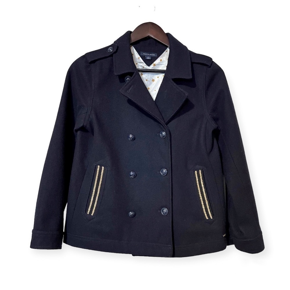 Tommy Hilfiger Girl's Wool Double-Breasted Peacoat Jacket in Navy - Size L